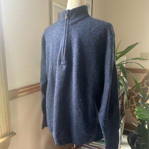 Tommy Bahama Mens Wool Blend Zip Sweater, Navy, L, Excellent Condition